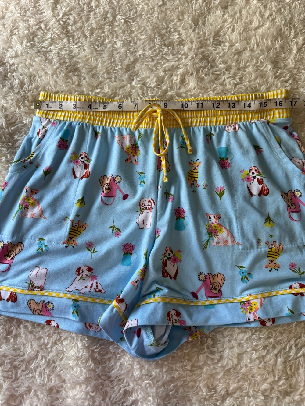 Cuddl Duds Womens Blue Dogs Short Sleeve Pajama Top and Short Set Sz Large - Picture 7 of 11